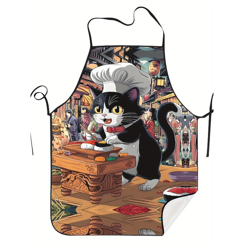 Home Cooking Japanese Food - Tablier de cuisine amusant motif chat