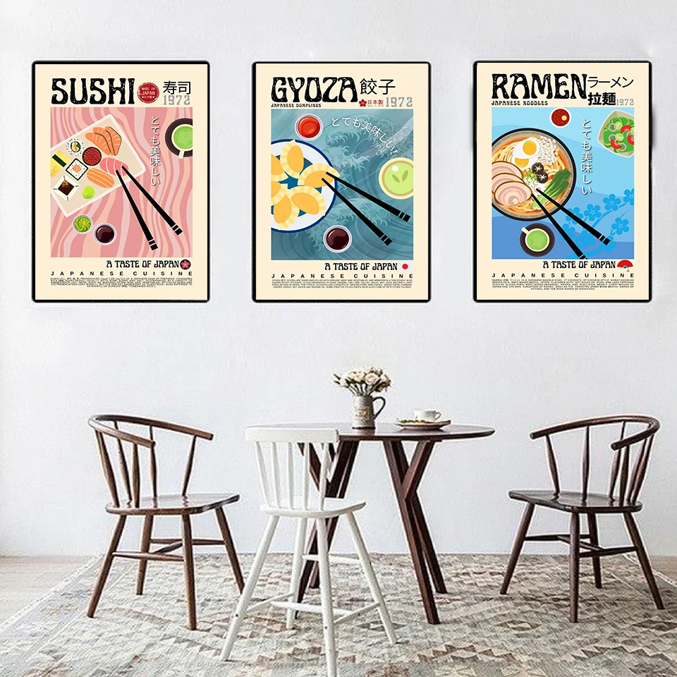 Home Cooking Japanese Food - Affiche sur toile imprimée style rétro